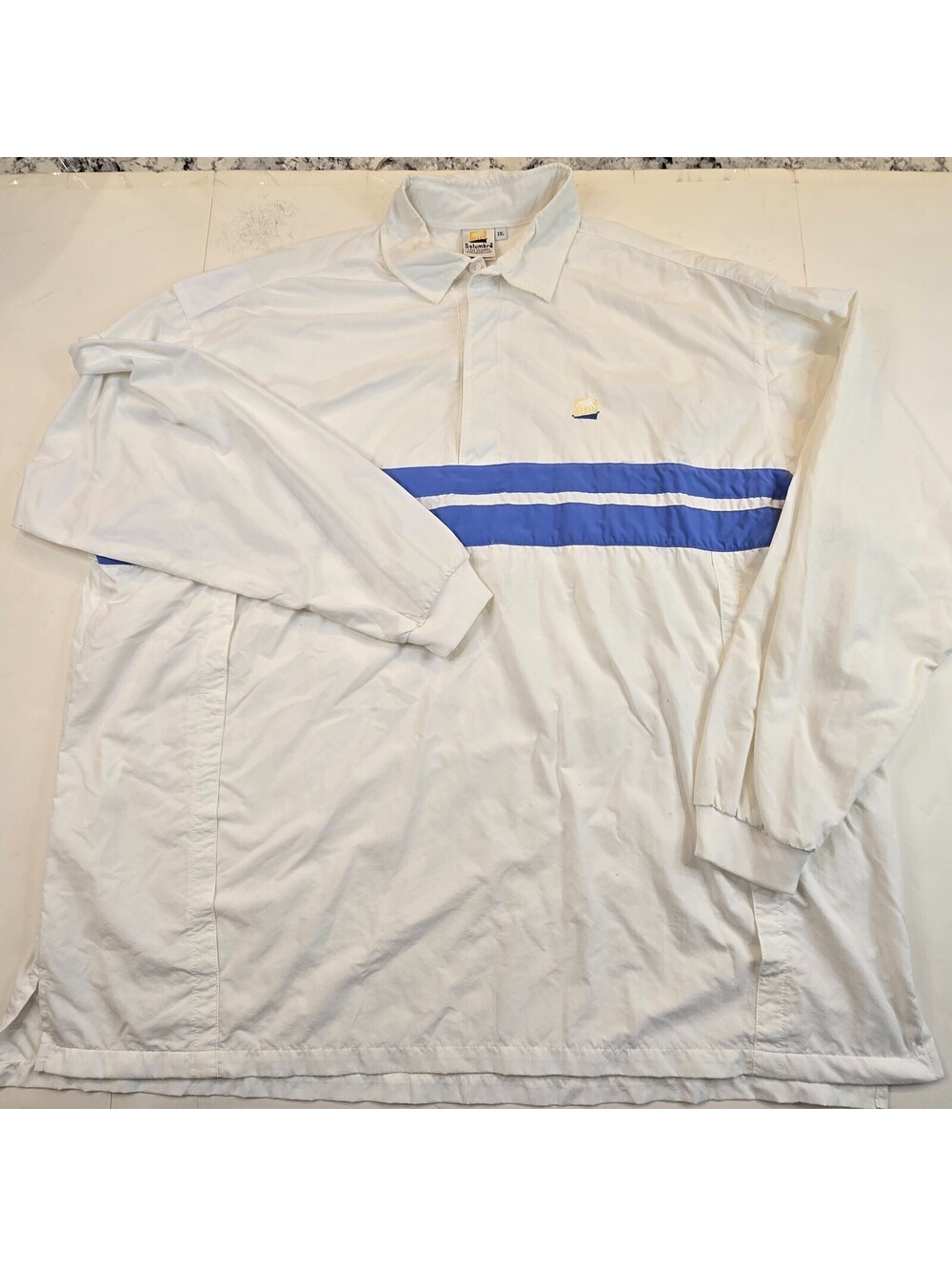 VTG Solumbra Mens Long Sleeve Sun Shirt White UV Protection Polo Mesh Vented 2XL